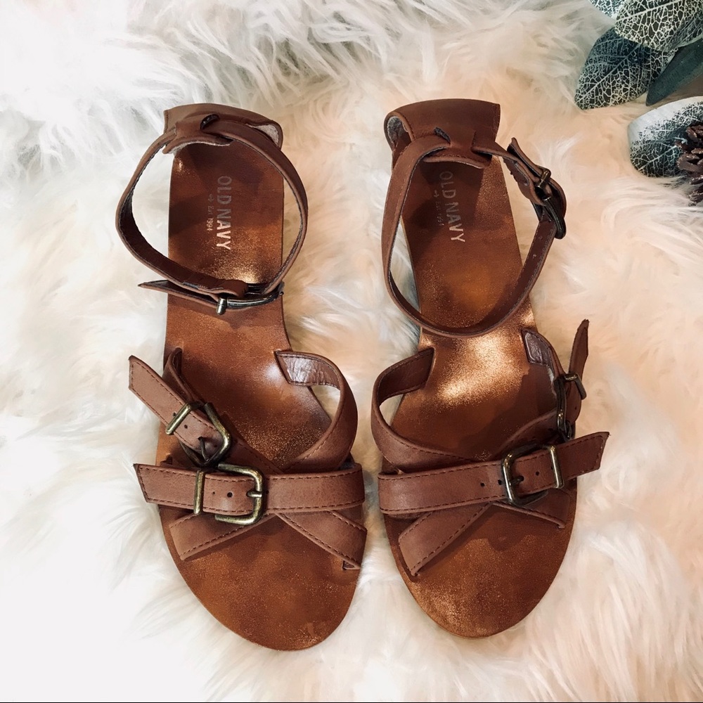 Genuine leather flat sandals by old navy low heels